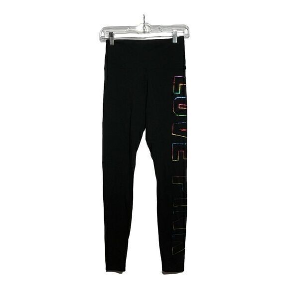 VS VICTORIAS SECRET PINK HIGH WAIST COTTON PANT TIGHT LEGGING‎ SWEATS RAINBOW S - Picture 1 of 8